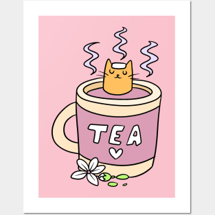 Relaxing Tea Cat Posters and Art